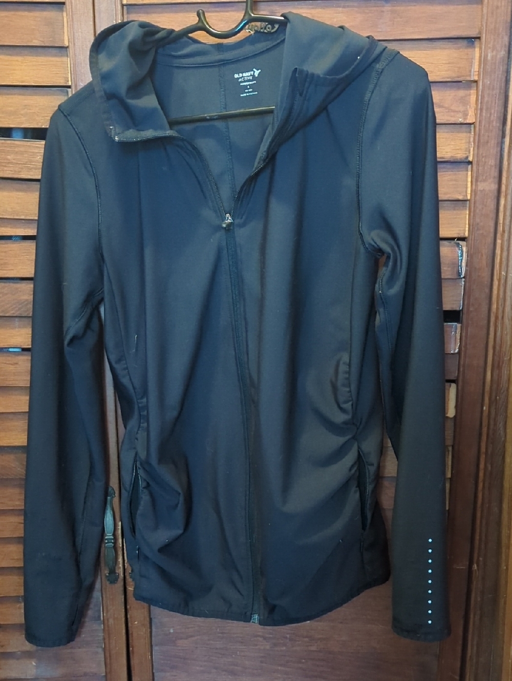 Old Navy Black Hooded Utility Jacket with Reflective Dots